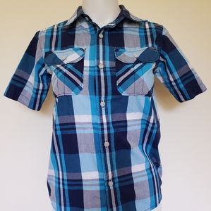 Boys plaid button down short sleeve shirt